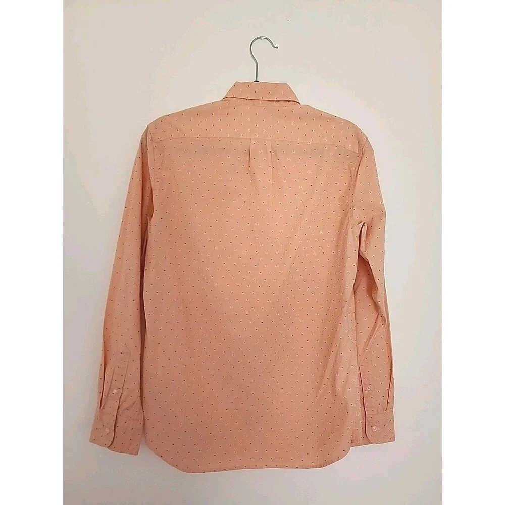 J Crew Mens Button Up Shirt Sz Small Slim Stretch Organic Cotton Blush Orange